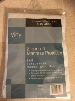 NEW Zippered Hypoallergenic Vinyl Mattress Protector Deep Ful Bed Bath & Beyond 