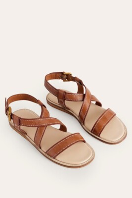 Boden Brown Cross-Strap Flat Sandals EU 38 US Flats - Main Image
