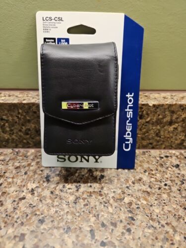 Sony Cyber-shot Soft Tragetasche Echtleder Gürtelschlaufe LCS-CSL schwarz Druckknopf