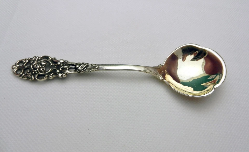 Винтажная ложка для сахара/крема из чистого серебра 800 дюймов с клеймом 5,25 дюйма - Изображение 2 из 4