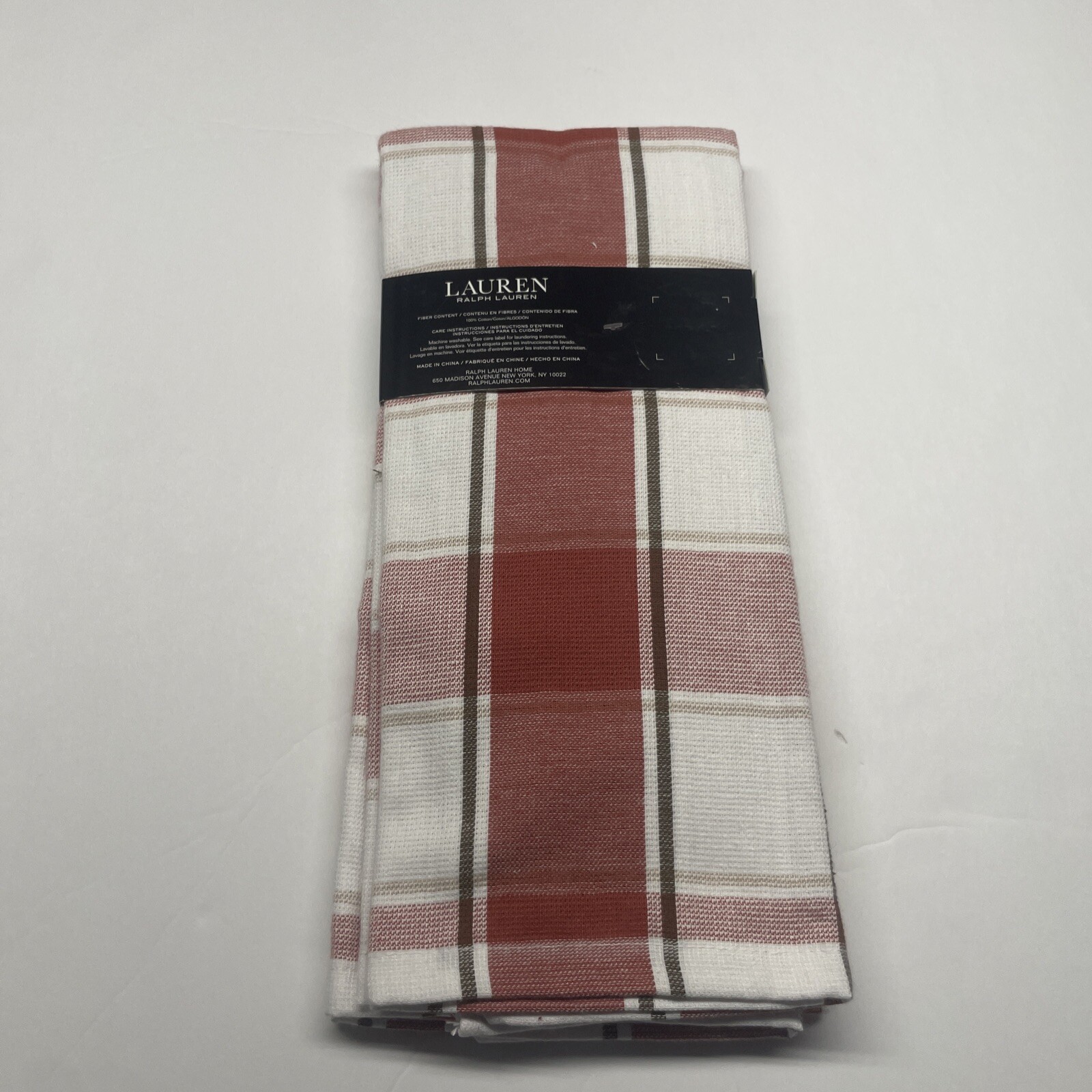 LAUREN RALPH LAUREN SET KITCHEN TOWELS RUST PLAID 17 X 28 COTTON NWT eBay