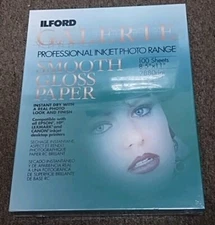 Ilford Galerie Smooth Gloss Paper 8.5x11 100 Sheets 2880dpi Professional Ink Jet