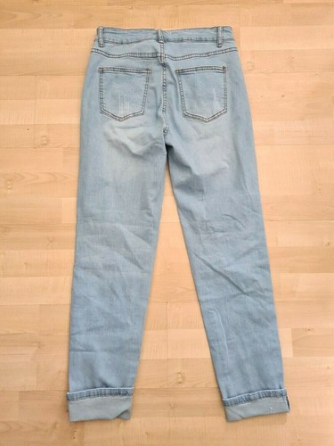 Hot & Delicious Denim Jacket Vest Pants Matching Holes Rhinestone Fringe Large L - Picture 10 of 11