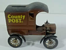 ERTL 1905 Ford's First Delivery Car County Post 1883 Bank Toy Truck Mail Post
