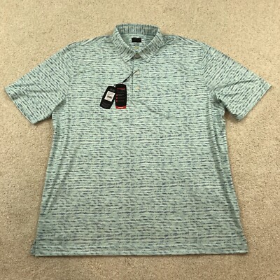 Greg Norman Polo Golf Shirt Mens 2XL Striped All Over Sharks Print New | eBay