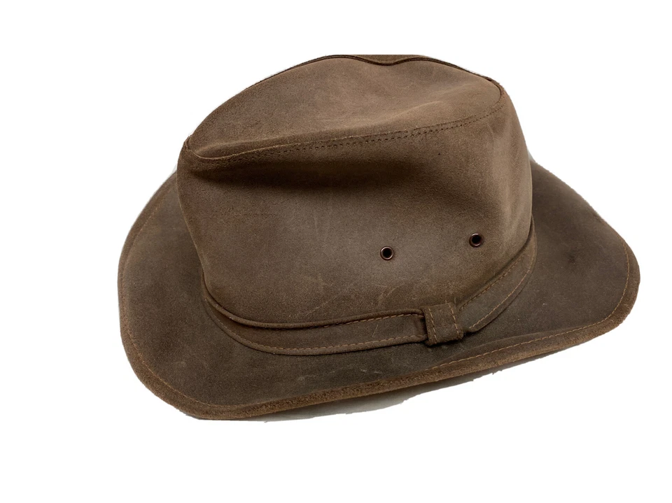 Sombrero de cuero marrón genuino Minnetonka vintage talla XL Foto 3 de 4