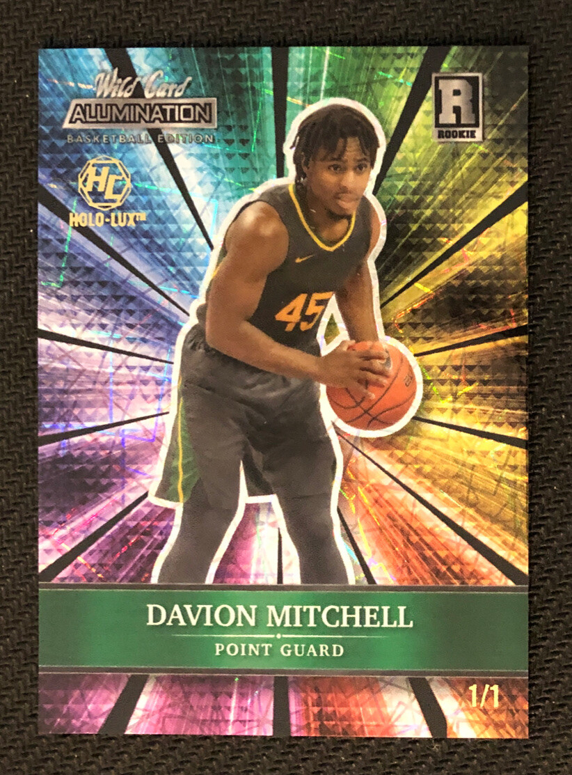 2022 Wild Card Basketball Davion Mitchell RC Holo-Lux SSP #d 1/1 Card #ABC-19