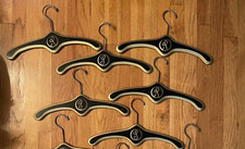 6 Black  Gold Wood Clothes Hangers Hotel Vintage Mid Century Modern