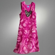 Brand New! Womens Simply Vera Wang Pink Swirl Embellished Empire Dress Small S 4