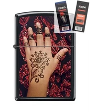 Zippo 218 Henna Print Tattoo Festive Lighter with *FLINT & WICK GIFT SET*