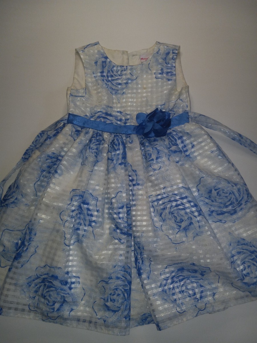 blue and white easter dresses Blue Easter Bunny Toile Smocked Dress