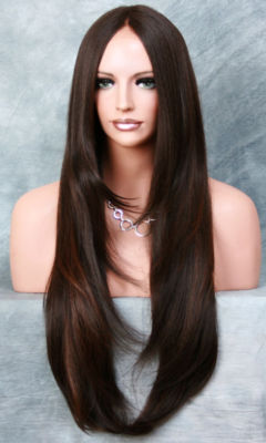 MIX BROWN,HUMAN HAIR BLEND,LONG WIG Stunning Human Hair Blend Wig Brown Auburn Caramel Mix Long  main image 3