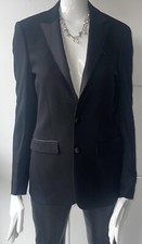 Preloved Sandro Paris Single Breasted Suit Jacket Blazer Black Tuxedo Size 44