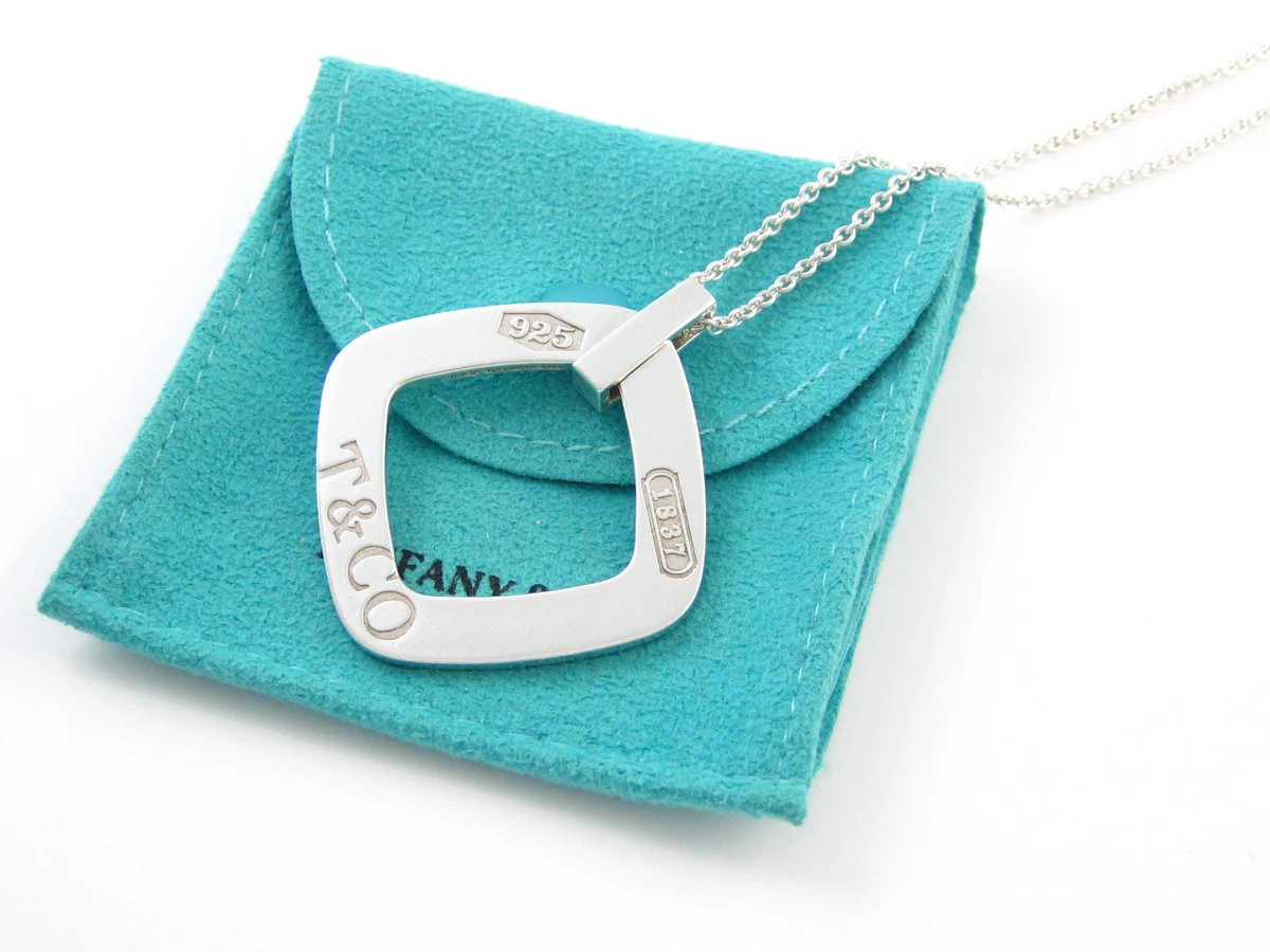 Tiffany Co Silver 1837 Square Necklace