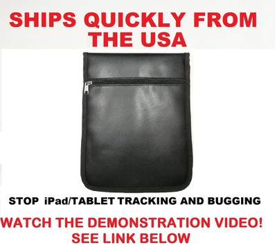 iPad/Tablet Pouch Black RF Signal Blocker. Stop Tracking/Eavesdropping