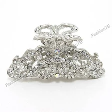 Bridal Wedding White Silver Metal Alloy Rhinestone Crystal Hair Claws Clips NEW