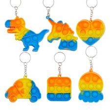8 pc Pop it Fidget keychain Toy Push Bubble Sensory Stress Relief Backpack Clip