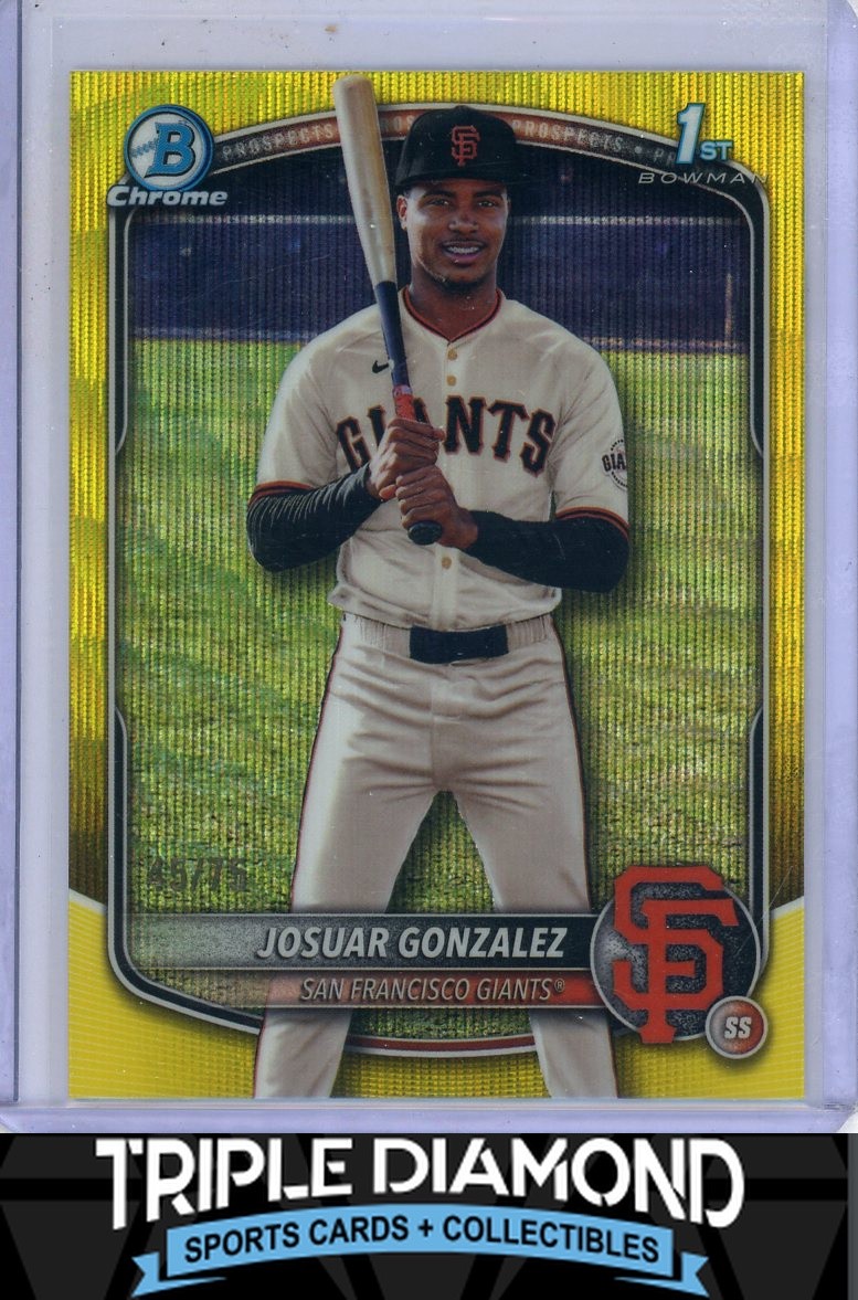2025 Bowman Chrome 1st Josuar Gonzalez Yellow Wave Refractor #45/75 O18