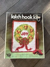 Vintage Latch Hook Kit Holiday Joy Wreath Yarn Kit NIB Christmas Craft 18x24
