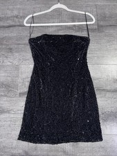 Fashion Nova Women’s Sequin Black Mini Strapless Stretch Dress Size M #5817