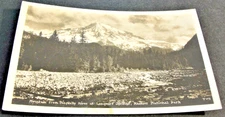 Mountain from Nisqually River, Rainier National Park, Washington - AZO, RPPC. 