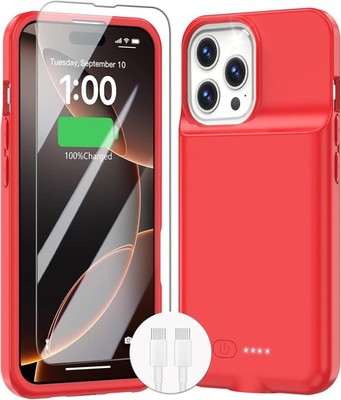 GIN FOXI Battery Case für iPhone 16 Pro Max, 15W Schnellladecase Ladegerät