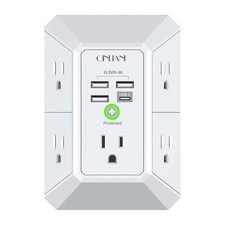 5 Outlet Extender Surge Protector Multi Plug Wall Adapter USB Charger Ports with