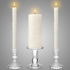 Clear Glass Candle Holder Pillar for Formal Events Irenare Unity Candles Wedding