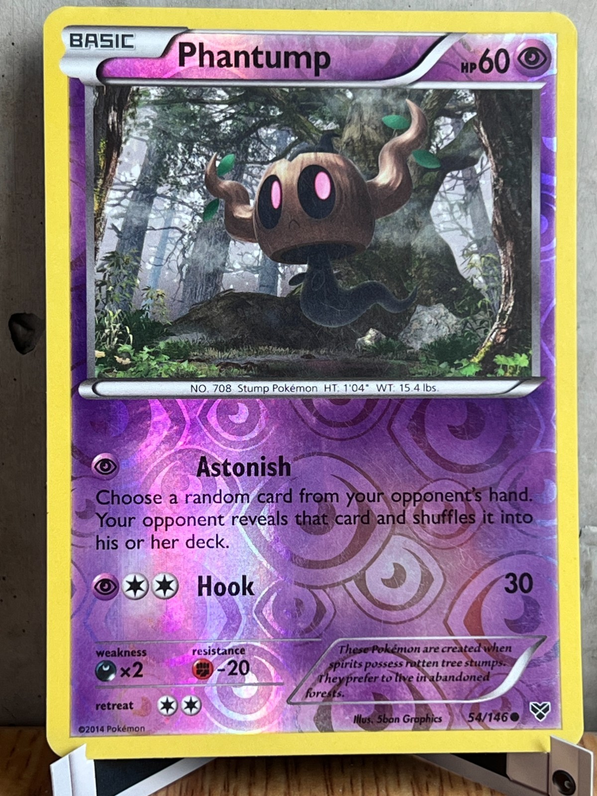 Phantump Reverse Holo Card 54/146 Pokemon XY Heavily Played