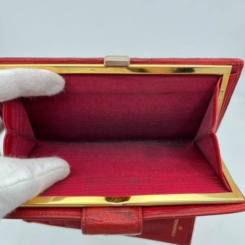 CHANEL Bicolore Flap Long Wallet Red Leather Coco Mark Kiss Lock Vintage Purse - Picture 12 of 16