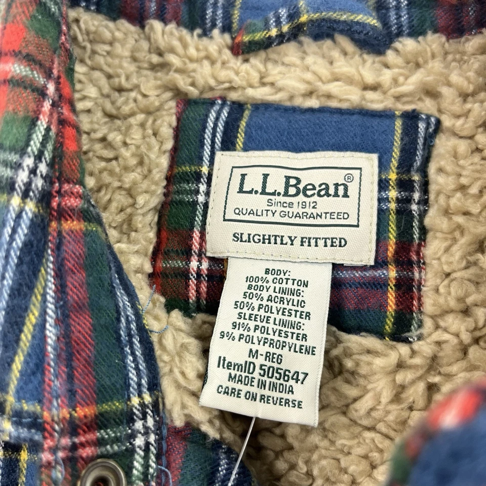 NEW LL Bean Men's Sherpa-Lined Scotch Plaid Shirt Slightly Fitted Size Medium - Image 3 of 4