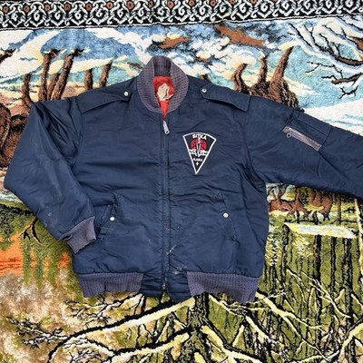 Vintage Sitka Alaska Rescue Bomber Jacket MA-1 Thrashed Navy Men s Medium