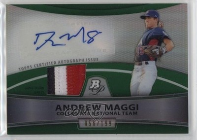 2010 Bowman Platinum Relic Refractor Green /199 Drew Maggi An Patch Auto 5c2