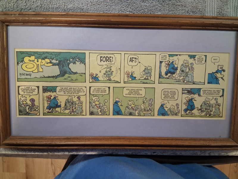 VTG  Jeff MacNelly Framed  Matted SHOE Cartoon Comic Golf