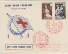 France  1953  FDC  Red Cross issue from Le Havre   Used  good condition