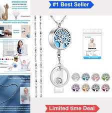 Retractable Badge Holder Lanyard 34 Inch Stainless Steel Silver Women Teacher