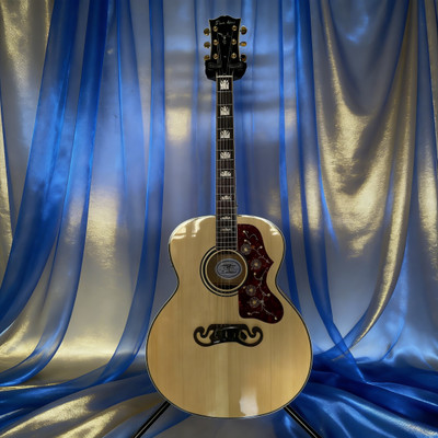 Natural J200 Acoustic Electric Guitar with Pickup Abalone Inlay Spruce Top