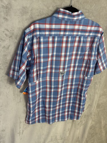 Columbia PFG Camicia Uomo S Super Low Drag Manica Corta upf40 Plaid Fish Hike - Foto 7 di 17