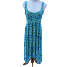 Fresh Produce Impromptu "Dragonfly" Print Dress M Lt Blue Empire Smocked Resort