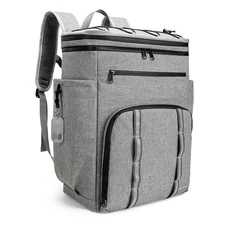 41L Waterproof Lunch Backpack Soft Cooler Bag for Outdoor Camping Hiking,Grey