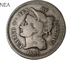 1865 Three Cent Nickel 3C (3 Cent Coin) ~ Fine/VF ~~ Better Date!
