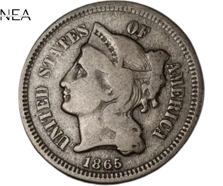 1865 Three Cent Nickel 3C (3 Cent Coin) ~ Fine/VF ~~ Better Date!