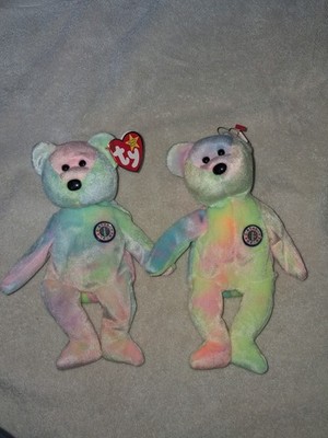 1999 B.b Birthday Bear Rainbow B-day Ty Beanie Baby Retired MWMT 10th Gen