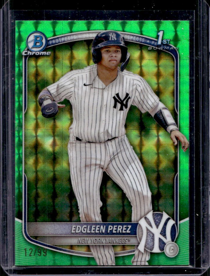 2025 Bowman Edgleen Perez Chrome Green Geometric Refractor 1st #12/99
