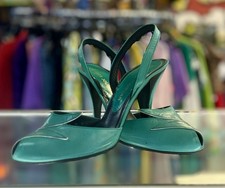 Vintage Turquoise Charles Jourdan Sling Back Pumps 1980S.