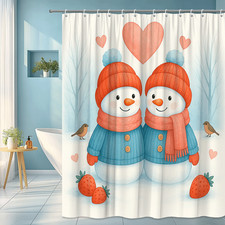 Adorable Snowman Shower Curtain for Winter and Christmas Decor