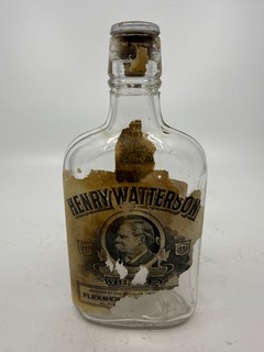HENRY WATTERSON LOUISVILLE KY RACINE MEDICINAL ANTIQUE WHISKEY BOTTLE FLASK