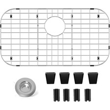 Stainless Steel Sink Protector Grid Mat Rack with Drain Hole Strainer Guard for