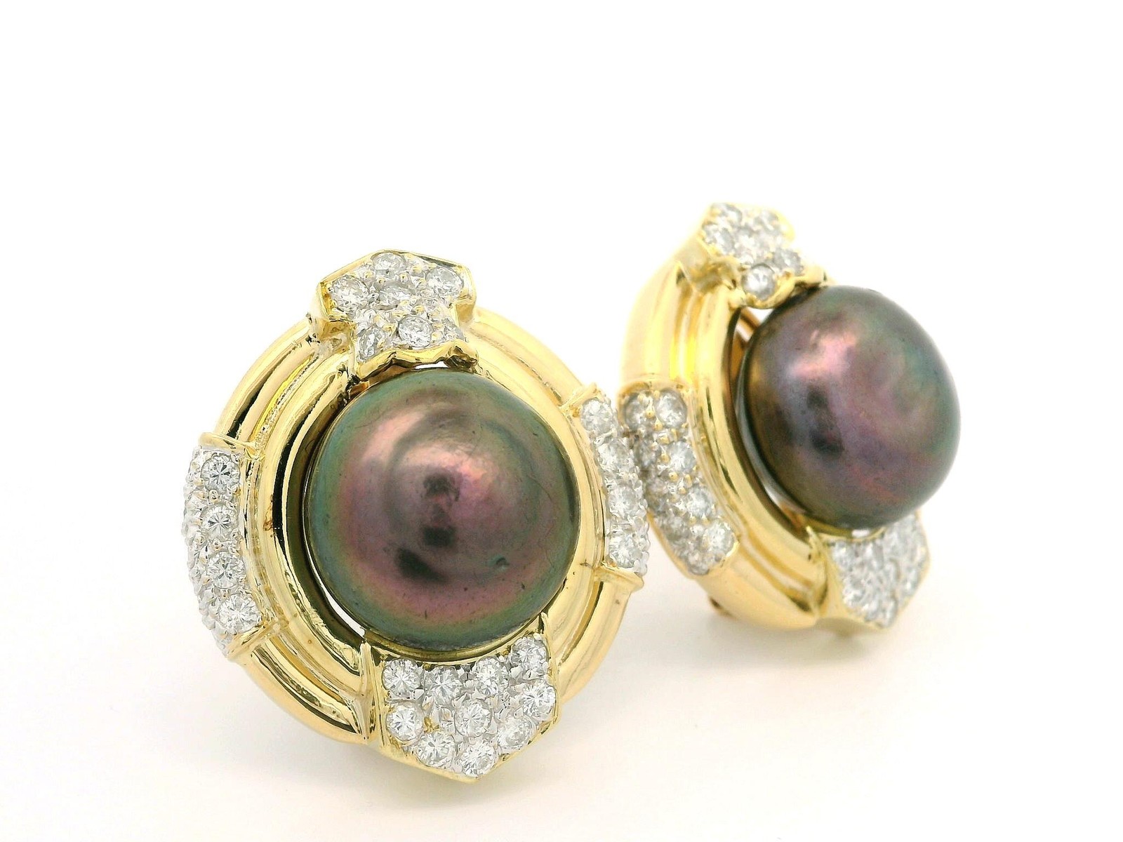 Solid Yellow Gold Large Button Tahitian Pearl 2ct… - image 2