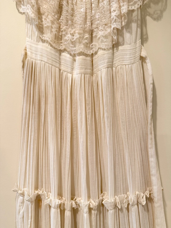 Maxi Vestido GUNNE SAX Vintage Encaje Gauzy Talla 9 - Años 70 Ocasión Especial Foto 3 de 4